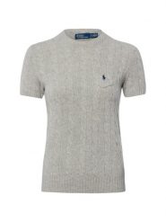 Polo Ralph Lauren bluzka z dzianiny z domieszką kaszmiru Kobiety Wełna szary, L. Szare bluzki damskie Polo Ralph Lauren, l, bez wzorów, z dzianiny, klasyczne, bez kołnierzyka, bez ramiączek. Za 989.95 zł.