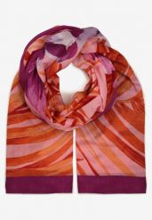 Fioletowo-Różowy Szalik z Bawełny w Ozdobny Print Natsu. Fioletowe szaliki i chusty damskie Born2be, na jesień, bez wzorów, z bawełny, eleganckie. Za 29.99 zł.