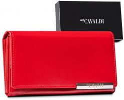 Portfel skórzany 4U Cavaldi RD-08-GCL-4 czerwony. Czerwone portfele damskie 4U Cavaldi, bez wzorów, ze skóry. Za 61.99 zł.