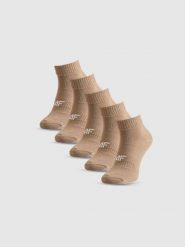 4F Skarpetki krótkie (5-pack) damskie - beżowe 35-38. Brązowe skarpety damskie 4f, bez wzorów, z bawełny. Za 59.99 zł.
