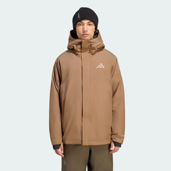 Ocieplana kurtka dwuwarstwowa Terrex Multi CLIMAPROOF. Brązowe kurtki męskie Adidas, na zimę, l, bez wzorów, z elastanu, eleganckie, z kapturem. Za 1,079.00 zł.