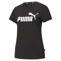 Damska koszulka z logo Essentials PUMA Black. Czarne koszulki sportowe damskie Puma, s, bez wzorów, klasyczne, bez kołnierzyka. Za 75.00 zł.
