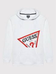 Guess Bluza L2YQ07 KAD70 Biały Oversize. Białe bluzy dla chłopców Guess, z aplikacjami, z bawełny, bez ramiączek, bez kaptura. Za 289.99 zł.