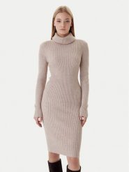 ONLY Sukienka dzianinowa Nellie 15363533 Beżowy Regular Fit. Brązowe sukienki damskie Only, xs, bez wzorów, z dzianiny, bez kołnierzyka, bez ramiączek. Za 169.99 zł.