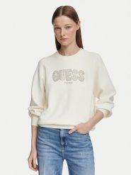 Guess Sweter W6YR30 Z0978 Kremowy Regular Fit. Białe swetry damskie Guess, l, z aplikacjami, z wiskozy, bez kołnierzyka, bez ramiączek, bez kaptura. Za 434.99 zł.
