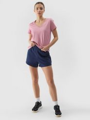 4F Spodenki dresowe damskie - granatowe S. Niebieskie szorty sportowe damskie 4f, l, bez wzorów, z bawełny, sportowe. W wyprzedaży za 39.99 zł.