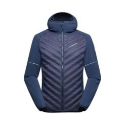 Kurtka z kapturem La Sportiva Koro. Niebieskie kurtki męskie La Sportiva, na zimę, s, bez wzorów, z elastanu, do biegania, primaloft. Za 695.35 zł.