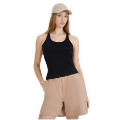 Koszulka bez rękawów damska. Czarne koszulki sportowe damskie 4f, s, z aplikacjami, z bawełny, bez kołnierzyka, bez ramiączek. Za 59.99 zł.