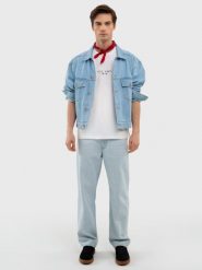 Koszulka męska z nadrukiem biała Oliver 100. Białe t-shirty męskie Big Star, l, bez wzorów, z bawełny, klasyczne, bez kołnierzyka. Za 99.99 zł.