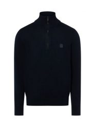 BOSS Orange sweter z dzianiny z kaszmirem - Kanobix Mężczyźni Bawełna niebieski, L. Niebieskie swetry przez głowę męskie Boss Orange, l, bez wzorów, z bawełny, bez kołnierzyka. Za 479.95 zł.