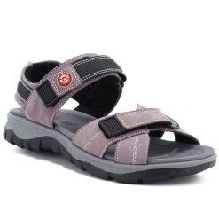 Skórzane sandały damskie sportowe lawendowe Unisoft 126. Fioletowe sandały damskie eVento, bez wzorów, ze skóry, bez obcasa, bez zapięcia. Za 159.99 zł.