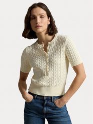 Polo Ralph Lauren Bluzka 211B17746001 Kremowy Regular Fit. Białe bluzki damskie Polo Ralph Lauren, xl, bez wzorów, z bawełny, bez kołnierzyka, bez ramiączek. Za 989.99 zł.