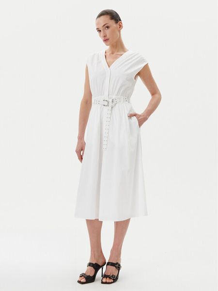 MICHAEL Michael Kors Sukienka codzienna MS5830KF4C Biały Regular Fit. Białe sukienki damskie MICHAEL Michael Kors, na co dzień, xl, bez wzorów, z bawełny, bez kołnierzyka, bez ramiączek, proste. Za 819.99 zł.