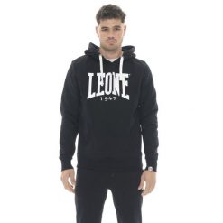 Bluza z bawełna z kaptur na trening na czas wolny. Czarne bluzy sportowe męskie LEONE 1947 APPAREL, bez wzorów, z bawełny, bez kaptura, na fitness i siłownię. W wyprzedaży za 147.35 zł.