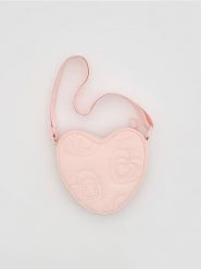 Torebka serduszko - pastelowy róż. Czerwone torby i plecaki dziecięce Reserved, z materiału, małe. Za 69.99 zł.