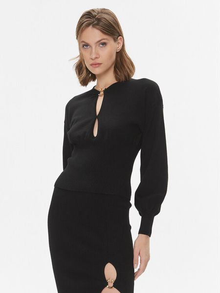 Pinko Sweter Chioccia 101848 A15S Czarny Regular Fit. Czarne swetry damskie Pinko, m, bez wzorów, z bawełny, bez kołnierzyka, bez ramiączek, bez kaptura. Za 969.99 zł.