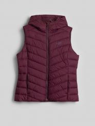 4F Bezrękawnik z wypełnieniem syntetycznym damski - burgundowy S. Czerwone kurtki damskie 4f, s, bez wzorów, z materiału, z kapturem. Za 229.99 zł.
