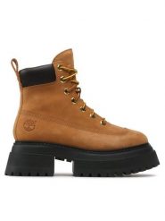 Timberland Trzewiki Sky 6In LaceUp TB0A2KMU2311 Brązowy. Brązowe botki damskie Timberland, z nubiku, bez obcasa, na płaskiej podeszwie, bez zapięcia. Za 709.99 zł.