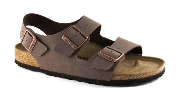 Sandały Birkenstock Milano Birkibuc Dorosłych. Brązowe sandały męskie Birkenstock, z nubiku, bez zapięcia. Za 729.00 zł.