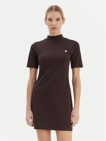 Guess Sukienka codzienna V6RK04 J1314 Brązowy Regular Fit. Brązowe sukienki damskie Guess, na co dzień, l, z aplikacjami, z bawełny, bez kołnierzyka, bez ramiączek, proste. Za 269.99 zł.