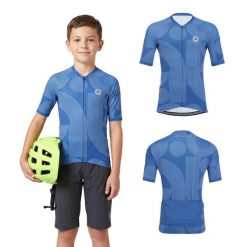 Koszulka rowerowa dziecięca ATTABO Vites. Niebieskie t-shirty dla chłopców ATTABO, bez wzorów, z elastanu, bez ramiączek. Za 149.99 zł.