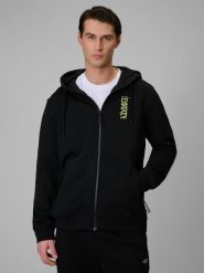 4F Bluza dresowa regular z kapturem męska - czarna XL. Czarne bluzy męskie 4f, m, bez wzorów, z bawełny, z kapturem. Za 229.99 zł.