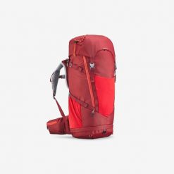Plecak turystyczny dla dzieci MH500 40 l + 10 l. Czerwone torby i plecaki dziecięce QUECHUA, z materiału. Za 249.99 zł.