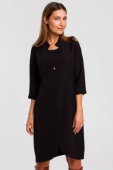 Sukienka marynarka elegancka żakietowa asymetryczna midi czarna. Czarne sukienki damskie Stylove, xl, bez wzorów, biznesowe. Za 329.00 zł.