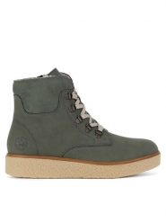 Rieker Botki Y0033-54 Zielony. Zielone botki damskie Rieker, ze skóry, bez obcasa, na płaskiej podeszwie, bez zapięcia. Za 351.99 zł.