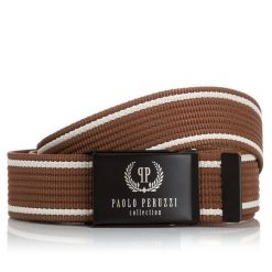 Pasek męski parciany 115cm Paolo Peruzzi brąz PW-08. Białe paski damskie Paolo Peruzzi, bez wzorów, z materiału. Za 34.99 zł.