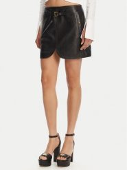 Versace Jeans Couture Spódnica skórzana 78HAEP02 Czarny Regular Fit. Czarne spódnice damskie Versace Jeans Couture, bez wzorów, z jeansu. Za 1,009.00 zł.