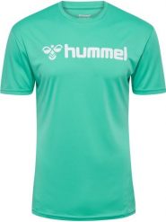 Koszulka Hummel Logo. Zielone koszulki sportowe damskie Hummel, l, bez wzorów, z materiału, bez kołnierzyka, bez ramiączek, na fitness i siłownię. Za 113.50 zł.