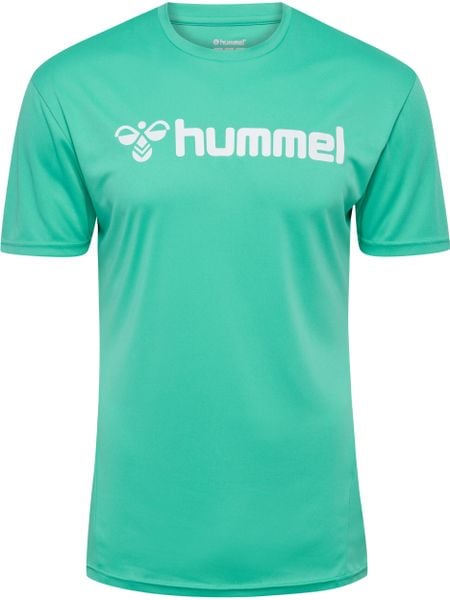 Koszulka Hummel Logo. Niebieskie koszulki sportowe damskie Hummel, l, bez wzorów, z materiału, bez kołnierzyka, bez ramiączek, na fitness i siłownię. Za 97.93 zł.
