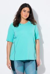 Damskie T-shirt dekolt w serek rękaw 1/2. Czerwone t-shirty damskie Ulla Popken, plus size, bez wzorów, z dżerseju, bez kołnierzyka. Za 179.99 zł.