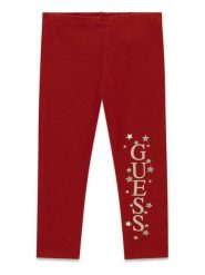 Guess Legginsy K6BB02 K5884 Bordowy Regular Fit. Czerwone legginsy dla dziewczynek Guess, z aplikacjami, z bawełny. Za 94.99 zł.