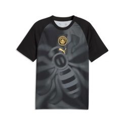 Koszulka przedmeczowa Manchester City 2026/27. Czarne koszulki sportowe męskie Puma, s, bez wzorów, z materiału, bez kołnierzyka, bez ramiączek, na fitness i siłownię. Za 283.50 zł.