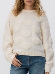 Strukturalny sweter - kremowy. Białe swetry damskie Reserved, l, bez wzorów, z dzianiny, bez kołnierzyka, bez ramiączek, bez kaptura. Za 139.99 zł.