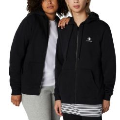 Bluza z Kapturem I Suwakiem Na Całej Długości Go-To Embroidered Star Chevron Ro…. Czarne bluzy sportowe damskie Converse, l, bez wzorów, z kapturem. Za 272.30 zł.