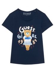 Guess T-Shirt K6RI03 K6YW4 Granatowy Regular Fit. Niebieskie t-shirty i topy dla dziewczynek Guess, z aplikacjami, z bawełny, bez ramiączek. Za 99.99 zł.