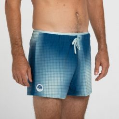 Szorty krótkie pływackie męskie Nabaiji 100 Camo. Niebieskie kąpielówki męskie NABAIJI, m, bez wzorów, z elastanu, do pływania. Za 79.99 zł.