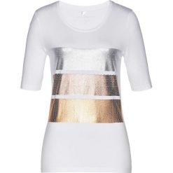 T-shirt bonprix biało-srebrny. T-shirty damskie marki DOMYOS. Za 49.99 zł.