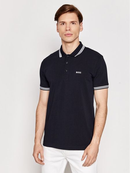 Boss Polo Paddy 50469055 Granatowy Regular Fit. Niebieskie koszulki polo męskie Boss, m, bez wzorów, z bawełny, bez ramiączek. Za 268.99 zł.