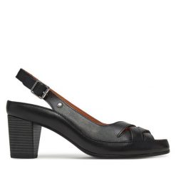 Sandały Pikolinos. Czarne sandały damskie Pikolinos, bez wzorów, bez obcasa, na słupku, bez zapięcia. Za 499.99 zł.