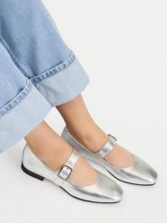 Lasocki Baleriny CEO-RST-ROMI-94 Srebrny. Szare baleriny damskie Lasocki, bez wzorów, ze skóry, bez obcasa. Za 169.99 zł.