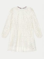 Tommy Hilfiger Sukienka elegancka Foil Star Dress Ls KG0KG08210 Écru Regular Fit. Sukienki dla dziewczynek Tommy Hilfiger, bez wzorów, z syntetyku, eleganckie, bez ramiączek. Za 319.99 zł.