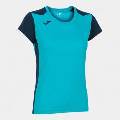 Koszulka do biegania damska Joma Record II. Niebieskie koszulki sportowe damskie Joma, s, bez wzorów, bez kołnierzyka, bez ramiączek, do biegania. Za 98.00 zł.