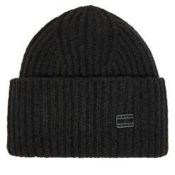 Czapka Tommy Hilfiger. Czarne czapki i kapelusze damskie Tommy Hilfiger, na zimę, bez wzorów. Za 199.99 zł.