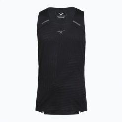 Koszulka do biegania męska Mizuno Tech Light Tank. Czarne koszulki sportowe męskie Mizuno, m, bez wzorów, z materiału, bez kołnierzyka, bez ramiączek, do biegania. Za 179.99 zł.
