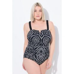 Damski Strój kąpielowy paisley marszczenie miękkie miseczki. Czarne kostiumy jednoczęściowe damskie Ulla Popken, l, bez wzorów, z elastanu, sportowe, plus size. W wyprzedaży za 223.99 zł.
