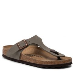 Japonki Birkenstock. Szare klapki damskie Birkenstock, bez wzorów, bez obcasa. Za 319.99 zł.